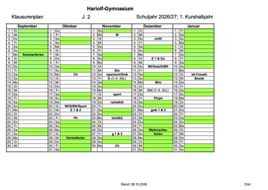 Klausurenplan J2