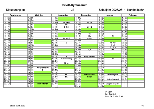 Klausurenplan J2.1 2025/26