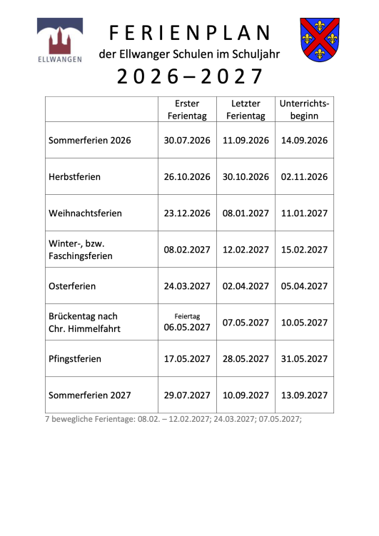 Ferienplan 2025/26